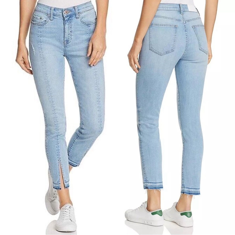 Pistola Colleen High Rise Front Seam Split Hem Light Wash Jeans
